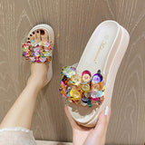 Summer High Quality Thick Sole Colorful Diamond Spring Shoes Platform Sandals