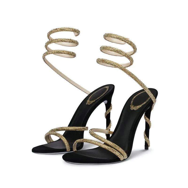 Ankle Wrap Strappy Fashion Stiletto Gold 2025 Lace up Heels for Women