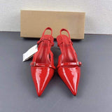 Hot Selling New Fancy Sexy Slingback Stiletto Sandals Red Heels for Ladies