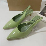 Patent Leather Women Sexy Stiletto Pumps Summer New Arrival Back-Strap Sandals, Pointed-Toe Women's Work Shoes