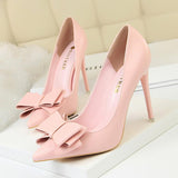 Fashion 2025 Best Seller Sweet Pointed Toe Bows Stiletto High Heels for Ladies