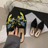 New Ladies Slippers Outdoor Flat Loafer Pointed Toe Mules Slides Footwear