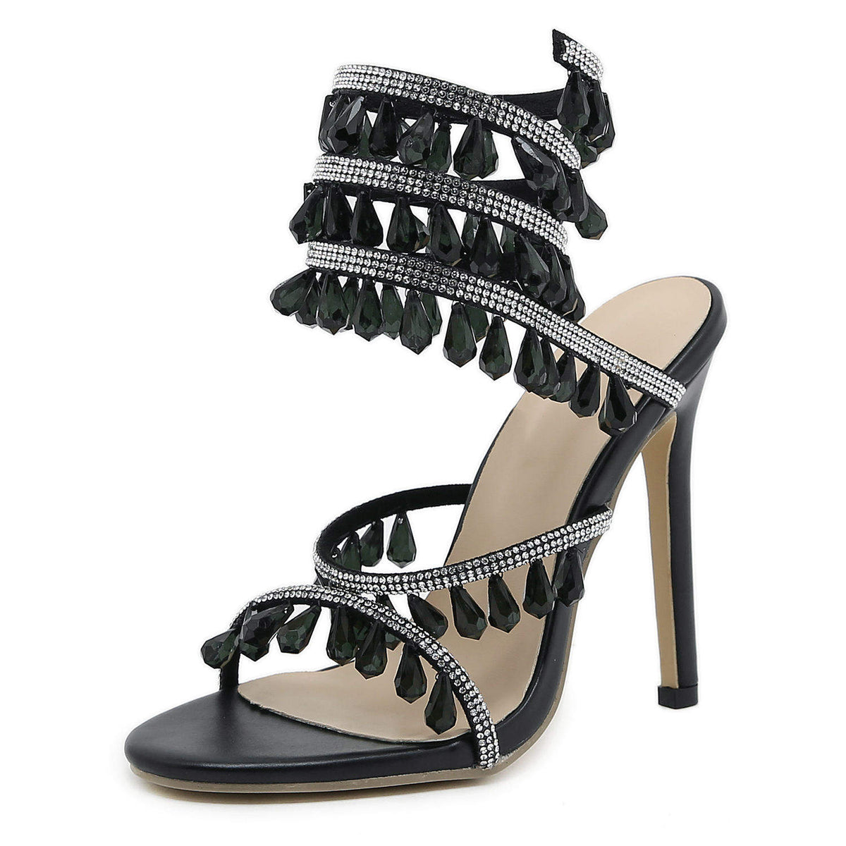 Crtsyal Talons Carre Tendanc Ankle Wrap Lace up Luxury Sexy Strappy Heels 2025