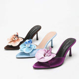 Outdoor Summer Fashion Chaussure Femme Sandales Luxe Slides Flower Fashion Shoes Kitten Heels for Ladies