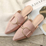 Sapatos Mocassins Suede New Ladies Slippers Outdoor Flat Loafer Pointed Toe Mules Slides Footwear
