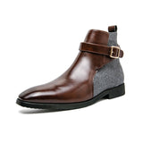 High Top Buckle Closure New Design Fashion Men Pu Leather Boots