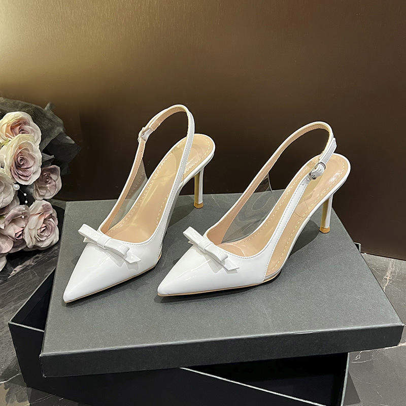 Elegant Nude Slingback Heels for Women Sexy Pointed Toe Stiletto Pumps Fashionable Bow Detail Dress Shoes Daily Office Heels