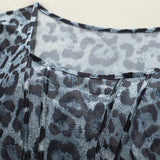 Wholesale Long Sleeve Top See Through Womens Short Top Gray Leopard Printing Womens Slim Fit T-shirt