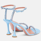 Summer New Arrival Rhinestone Flower Party Women's Sexy Beautiful Sandals - Round Toe, Ankle-Strap Ladies Sexy High Heel Shoes
