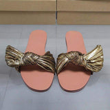 Quality Thong Bow Square Toe Women's Leather Flat Sandals for Ladies
