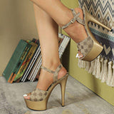 Talon Haut Pink Sexy Open Toe Platform Sandals Female Sexy Stripper Heels for Women