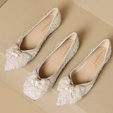 Large Size Rhinestone Luxury Slip on Bow Loafers Office Lady Moccasins Sepatu Flat Shoes for Women