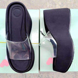 Sandalias De Plataforma Custom Brand Outdoor Slides Clear Plastic Platform PVC Clear Women's Wedge Sandals