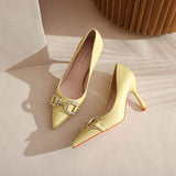 Zapatos De Mujer Elegante MOQ 1 Pair Metal Decoration Pointed Sexy 2024 Stiletto Heels Shoes