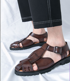Buckle Strap Gold Brown Black Casual Summer Outdoor Breathable Flat Sandals Durable Hot Selling Casual Gladiator Sandals for Men