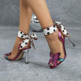 Ankle Strap New Trendy Sandal Chaussures Shoes Women Butterfly High Heels for Ladies Elegant