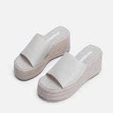 Sandalias Mujer Women Clear Wedge Heel Slipper Jute Espadrille Sole 2024 Comfortable Platform Sandals