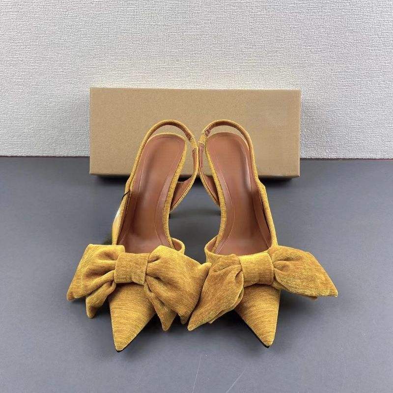 Big Bow Point Toe Tacones Slingback Elegant Pumps Shoes Cute Heels for Women