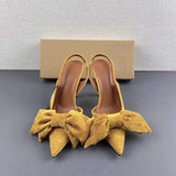 Big Bow Point Toe Tacones Slingback Elegant Pumps Shoes Cute Heels for Women
