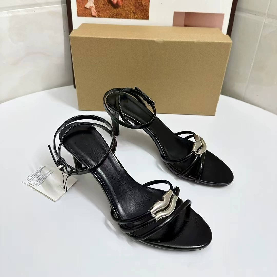 Chaussures a Talons Hauts Sensuelles Pour Femmes Metallic Gold Embellished Ankle-Strap Ladies Sexy Stiletto Sandals