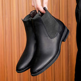 Leather Flat Ankle Boots Classy Designers High Cut Dress Shoes Formal Leather Chelsea Boots for Men