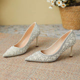 7CM Luxury Babouche Talon Pearl Fashion Wedding Party Slip on Pumps Mule Heel Shoes