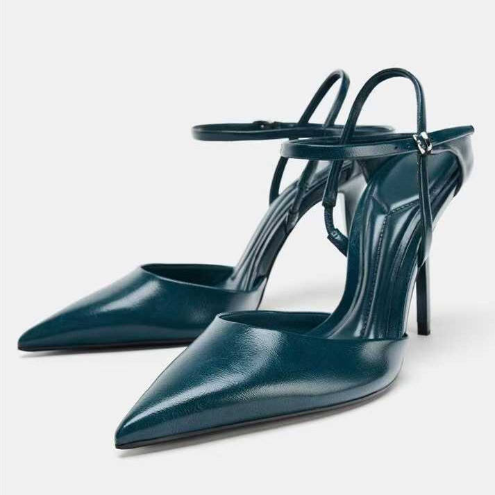 Women's Pointed Toe Stiletto Heel Sandals - Closed-Toe Backless Pumps for Chic Office & Party