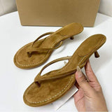 Best Selling Sandali Tacchi Stiletto 3CM Low Mules Toe Ring Summer Sandal Heels for Ladies Thin Heels