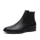 Leather Flat Ankle Boots Classy Designers High Cut Dress Shoes Formal Leather Chelsea Boots for Men