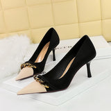 Fashion Sandalias De Tacon Chain Sexy Pretty Office Shoes Girl Women High Heels