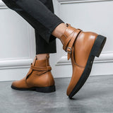 Buckle Strap SIze 38-48/6.5-14 Fashion Designers Durable Formal Business Footwear Men Other Ankle PU Leather Boots