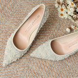 7CM Luxury Babouche Talon Pearl Fashion Wedding Party Slip on Pumps Mule Heel Shoes