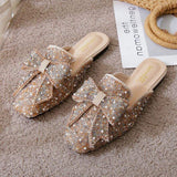 Sandali Donna Femme Loafer Bow Upper Slides Mules Style Flat Women's Sandals for Ladies