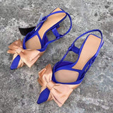 Slingback Escarpin Femme New Color Shoes Fashion Bow Tie Talon Mules for Women Shoes