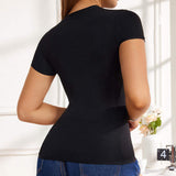 Summer Solid T Shirt Tight Blank Women's Stretch Sports T-Shirt Comfortable Breathable Plain Polyester Short Sleeve T-shirt