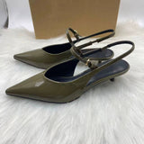 Women's Low-Heel Elegant Lady Pumps, Closed-Toe Slip-On Back Strap Green Heeled Sandals