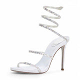 Silver Bottom European and American Version Sexy Sandals Ankle Wrap 2025 Trendy Luxury Heels for Women