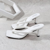 Chaussures Femme Mule a Talon Female Shoes Thong Heels Gold Fashion 2025 Summer Women Slipper Sandals