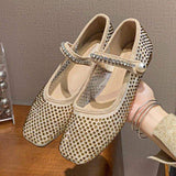 Classic Style Closed Toe Rhinestone Women's Sandals Work Ballerina Flat Shoes for Women