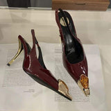 Talons Chic Slingback Closed Toe Sexy Shoes Pumps Black Heels for Women Ladies