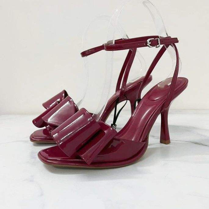 Bow Design Red Color Trendy Fancy 2025 Elegant Women's Pumps Heel for Ladies