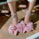 9.5CM Hoge Hakken Outdoor Strappy Fashion Bow Sandals Shoes Women's High Heel
