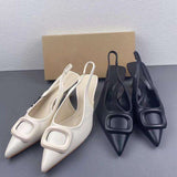 Chaussures De Dames 4CM Low Female Luxury Designer Shoes Slingbacks White Heels for Women
