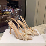 10CM/8CM/6CM Fancy Style Zapatos Mujer De Fiesta Rhinestone Sling Back Strap Women Wedding Party Sexy Heels