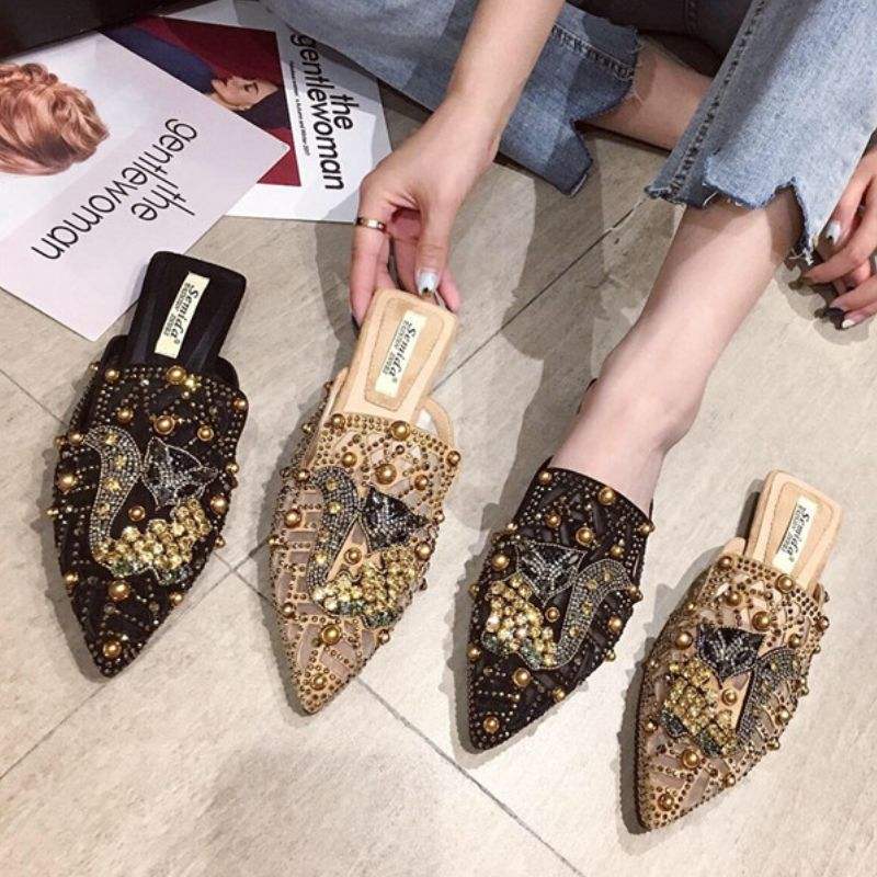 Rhinestone Sandali Donna Femme Summer Slides Loafer Style Flat Women's Sandals for Ladies