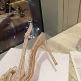 10CM/8CM/6CM Fancy Style Zapatos Mujer De Fiesta Rhinestone Sling Back Strap Women Wedding Party Sexy Heels