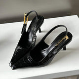 Slingback Party Shoes Salto Alto New Sexy Sandal Black Heels for Women