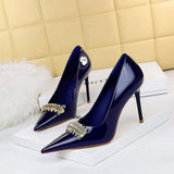 Diamond Rhinestone New Design Sandales Talon Femme Pumps Royal Blue Heels for Women