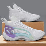Latest Mens Fashion Basketball Sneakers Unique Pattern Streetball Shoes High Top Ankle Support Non Slip Outdoor Sport Trainers