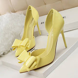 2025 New Bowknot Design Women Girl Sweet Stilettos Pointed Toe High Heel Pump Shoes for Ladies